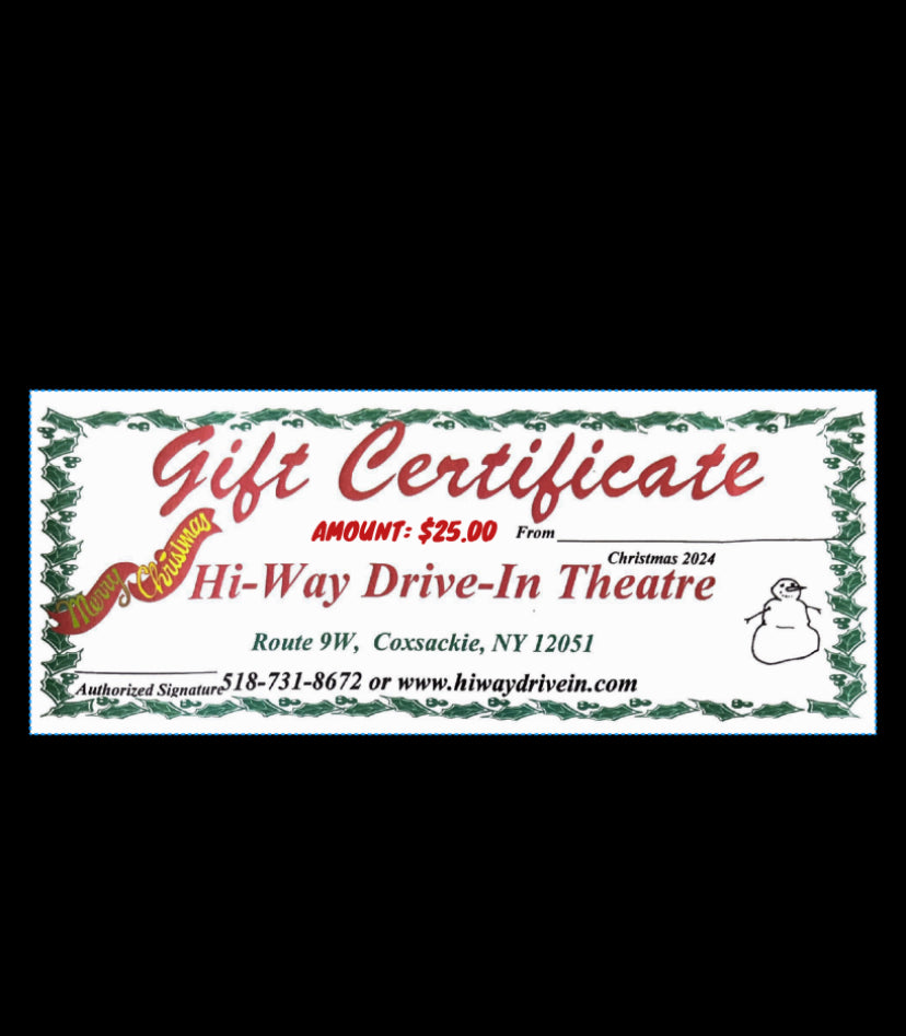 $25 HOLIDAY GIFT CERTIFICATE